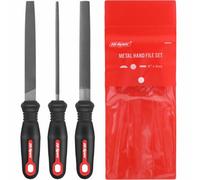 Hi-Spec 3-Piece Metal Hand File Set - Flat, Round & Half-Round Steel Files for Precision Crafting, Metal Shaping, Woodworking, DIY Projects, Repairs & Home Improvement