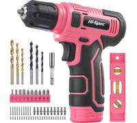 Hi-Spec Tools 8V Pink Usb Drill Driver & Screw Bit Set Cordless & Rechargeable Electric Drill 75 Pc