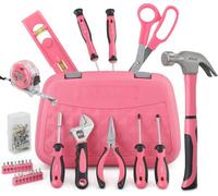 Hi-Spec Tools Apollo 67 Piece Pink Tool Kit And Tool Set Hand Tools In Clutch Bag Style Box For Home Diy And Gifts