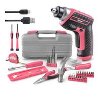 Hi-Spec 35pc Pink Tool Kit with 3.6V USB Cordless Electric Screwdriver. Women’s DIY Home Repair & Maintenance Tool Set. Compact Toolbox with Hand Tools for Household Fixes & Assembly Tasks