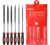 Hi-Spec Tools Hi-Spec 6Pc Engineers File Set Metal Round Flat Triangular Half Round With Pouch