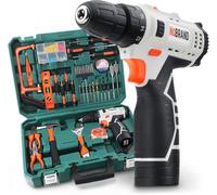 Hi-Spec Tool Box Kit with 12V Cordless Drill 109 Pc. Toolbox for Electric Screwdriving with Hand Tools and Drill Bit Set for Home Repair and Maintenance in a Compact Carry Case