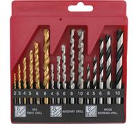 Hi-Spec Tools Hss Drill Bit Set Compact Multi Steel Masonry For Metal, Wood, And Plastic 16 Pc