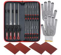 Hi-Spec 16pc Metal File Set - Hand & Needle Files, Large & Fine Micro Steel, Flat, Half, Round & Triangle for Crafts, Metal & Wood Work. Complete Set in Zipper Storage Case