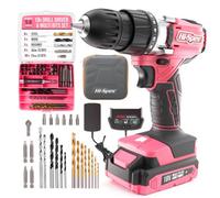 Hi-Spec 58pc Pink 18V Cordless Power Drill Driver & Bit Set with Case. Complete Drill Set for Home & Garage DIY