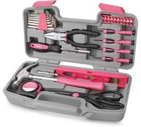 Hi-Spec Tools Pink Hand Tool Kit Set With Precision Screwdriver In Box Apollo 39Pc