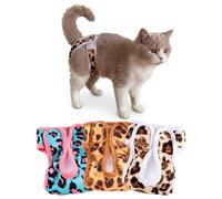 Hi Sprout Reusable Cat Diapers, Washable Cat Incontinence Diapers for Cats Spraying or Cats in Heat or Incontinence，Adjustable Kitty Diapers 3 Pack (Leopard Series,XS)