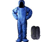 HI SUYI 72" Large Wearable Human Sleeping Bag Zipped Foot Opening Design Free Size Ultralight Hoodie Quilted Warm Thermal Coat for Adults Winter or Outdoor 4 Season Camping