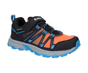 Hi-Tec Kids Unisex SCRAPPY LOW WP JR Black/Blue Danube/Flame Hiking Shoes - Size UK 4