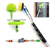 HI-TECH 16ft-20ft-24ft Telescopic Water Fed Window Cleaning Pole, Solar panel Cleaner, Window Cleaning Kit, Extended Extension Extendable Water Fed Squeegee Kit Hose Fed Tool