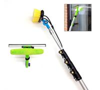 HI-TECH 16ft-20ft-24ft Water Fed Telescopic Window Cleaning Pole, Hose Fed Extendable Extended Extension Cleaner, water fed squeegee, Brush Kit, Solar panel Cleaning Equipment Tool.