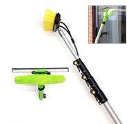 HI-TECH 16ft-20ft-24ft Water Fed Window Cleaning Pole Squeegee Brush Extension Long Reach Telescopic Conservatory Solar Panel Cleaning Equipment Hose Fed.