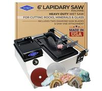 Hi-Tech Diamond - 6" Lapidary Saw - Lapidary Equipment Rock, Stone, Glass Cutting, Trimming, Sawing Machine - Stone Cutter Trim Saw and More - Includes TWO 6" Diamond Blades & Vise Attachment