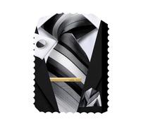 Hi-Tie 70" Silver Grey Black Extra Long Ties for Men Silk Mens Striped Ties Necktie Pocket Square Cufflinks Clip Pin Set