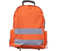 Hi Vis Backpack for Work - High Visibility Reflective Safety Rucksack for Cycling, Hiking | Waterproof Bag with Padded Shoulder Straps, Large Main Compartment & Side Pockets - Orange