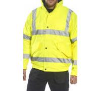 Hi Vis Bomber Jacket Waterproof Lined Padded work Safety top hood Portwest S463