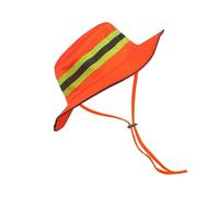 Hi-Vis Bucket Hat - 55-60cm Reflective Safety Sun Hat | Outdoor Fishing Hat Fluorescent Mesh UPF | Summer Hiking Boating Breathable Headwear, orange