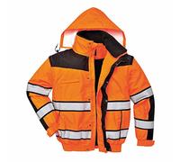 Portwest Hi-Vis Classic Bomber Jacket, Size: XXL, Colour: Orange/Black, C466OBRXXL