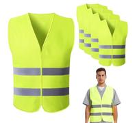 Hi Vis High Visibility Safety Vest 5-Pack - Reflective Waistcoat for Night Workwear, Traffic, Running, Surveyor, Security Guard and Construction