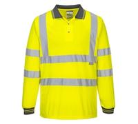 Portwest Hi Vis Polo Long Sleeve Shirt Yellow XS