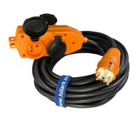 Hi-Vis Orange Multi-Way Adapter and Plug Rubber Extension Cord 3G2.5mm2 1-50m