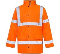Hi Vis Parka Jacket High Visibility Safety Security Work Wear Waterproof Storm Padded Hi Viz Reflective Protective Hooded Long Coats (UK, Alpha, 3XL, Regular, Regular, Orange)