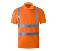 Hi Vis Polo Shirts for Men High Visibility Reflective Tshirts Safety Security Work Tops Breathable Lightweight Workwear Loose Fit 3 Button Ribbed Collar Shirt for Working,Security L-12Xl Orange