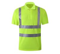 Hi Vis Polo Shirts for Men High Visibility Reflective Tshirts Safety Security Work Tops Loose Fit 3 Button Ribbed Collar Shirt Breathable Lightweight Workwear for Working,Security L-4Xl Green