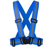 HI-VIS SAFETY STRAPS - ADULTS NEON BLUE HIGH VISIBILITY BELT & SHOULDER STRAPS WITH REFLECTIVE SILVER DETAILS - HI-VIZ TRADE WORK WEAR SAFETY BELT STRAPS (ONE SIZE)