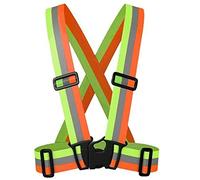 HI-VIS SAFETY STRAPS - ADULTS NEON YELLOW & ORANGE HIGH VISIBILITY BELT & SHOULDER STRAPS WITH REFLECTIVE SILVER DETAILS - HI-VIZ TRADE WORK WEAR SAFETY BELT STRAPS (ONE SIZE)