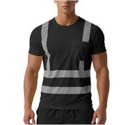 Hi Vis T Shirt Mens Womens Short Sleeve Mesh Workwear with Pocket High Visibility Security Tshirts Unisex Retroreflective Safety T-Shirts Reflective Tape Work Tops for Road