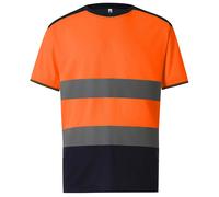 Hi-Vis T-Shirt ORANGE or YELLOW Two Tone Yoko Polyester Short Sleeve Tee S - 4XL