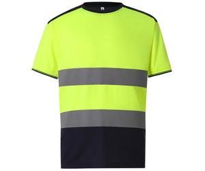 Hi-Vis T-Shirt ORANGE or YELLOW Two Tone Yoko Polyester Short Sleeve Tee S - 4XL