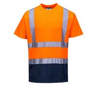 Hi-Vis T-Shirt Portwest S378 Short Sleeve Contrast Crew Neck Safety Workwear