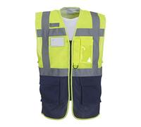 Hi-Vis Top Cool Open-Mesh Executive Waistcoat Sizes Up To 56" (HVW820) (Medium 40", Yellow/Navy)