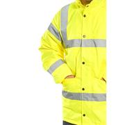 Hi Vis traffic Jacket Waterproof Lined Padded work Safety top hood Portwest S460