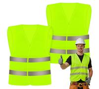 Hi Vis Vest, 2 Pack High Visibility Reflective Safety Vests, Standard Size Hi Vis Jacket for Men and Women, Breathable Reflective Running Vest for Traffic Work, Construction, Running