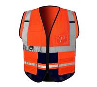 Hi Vis Vest Reflective Work Wear High Visibility Vest Zip Up Multi Pockets Executive Waistcoat S-3XL