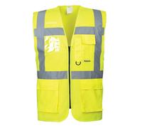 Portwest S476 Hi Vis Executive Safety Vest - Lightweight Reflective High Viz Outdoor Waistcoat Safety Security Workwear, Yellow, S