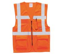 Hi-Vis Vest with Zip Executive Waistcoat pockets Orange Yellow Lightweight S476