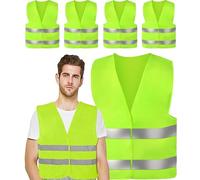 Hi Vis Vests - 5 PCS High Visibility Safety Vests, Jackets, Waistcoat for Night Workwear, Running, Biking, Surveyor and Traffic Work - Reflective Green