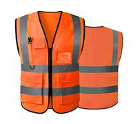 Hi Vis Vests for Women Men High Visibility Reflective Safety Security Vest with Pockets Zipper Front Meets ANSI/ISEA Standards(5X-Large,Orange(cloth))