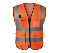Hi Vis Vests for Women Men High Visibility Reflective Safety Security Vest with Pockets Zipper Front Meets ANSI/ISEA Standards