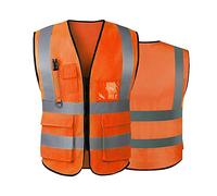 Hi Vis Vests for Women Men High Visibility Reflective Safety Security Vest with Pockets Zipper Front Meets ANSI/ISEA Standards（Small,Orange(mesh))