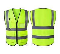 Hi Vis Vests for Women Men High Visibility Reflective Safety Security Vest with Pockets Zipper Front Meets ANSI/ISEA Standards (Green, 4XL)