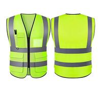 Hi Vis Vests for Women Men High Visibility Reflective Safety Security Vest with Pockets Zipper Front Meets ANSI/ISEA Standards (Green-mesh, 3XL)
