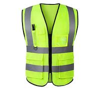 Hi Vis Vests for Women Men High Visibility Reflective Safety Security Vest with Pockets Zipper Front Meets ANSI/ISEA Standards（Large,Green(mesh))