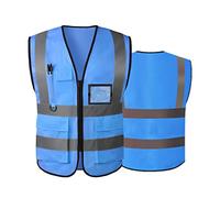Hi Vis Vests for Women Men High Visibility Reflective Safety Security Vest with Pockets Zipper Front Meets ANSI/ISEA Standards（Small,Blue(cloth))