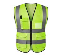 Hi Vis Vests for Women Men High Visibility Reflective Safety Security Vest with Pockets Zipper Front Meets ANSI/ISEA Standards (Green-mesh, 5XL)