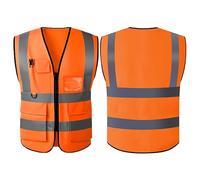 Hi Vis Vests for Women Men High Visibility Reflective Safety Security Vest with Pockets Zipper Front Meets ANSI/ISEA Standards